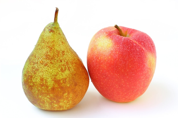 Only pear and apple isolated close up