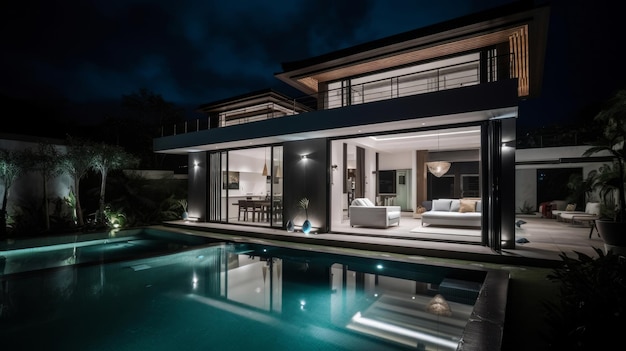 Onroerend goed luxe villa Illustratie AI Generatief