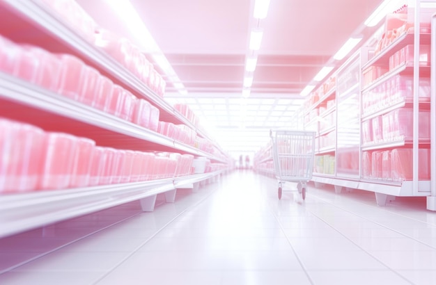 Onscherpe achtergrond in het hoofdpad van de supermarkt