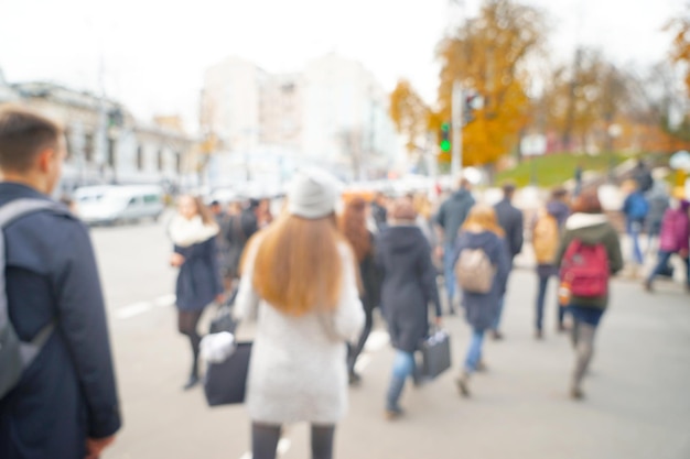 Foto onscherpe achtergrond van drukke stadsstraat