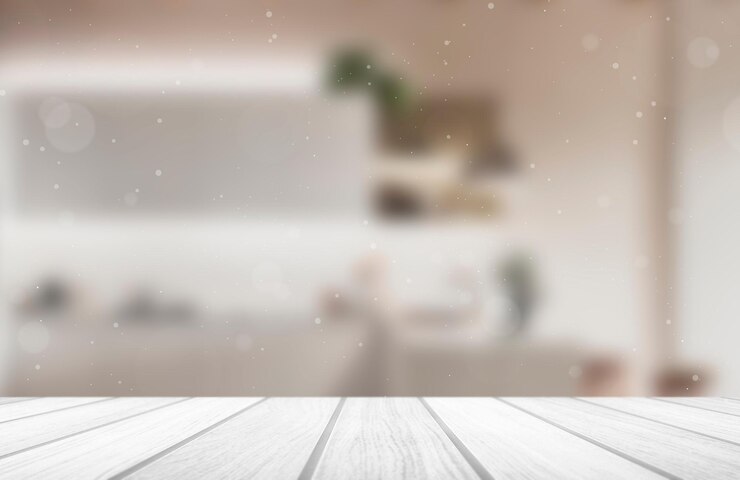Onscherpe achtergrond voor producten op houten tafel