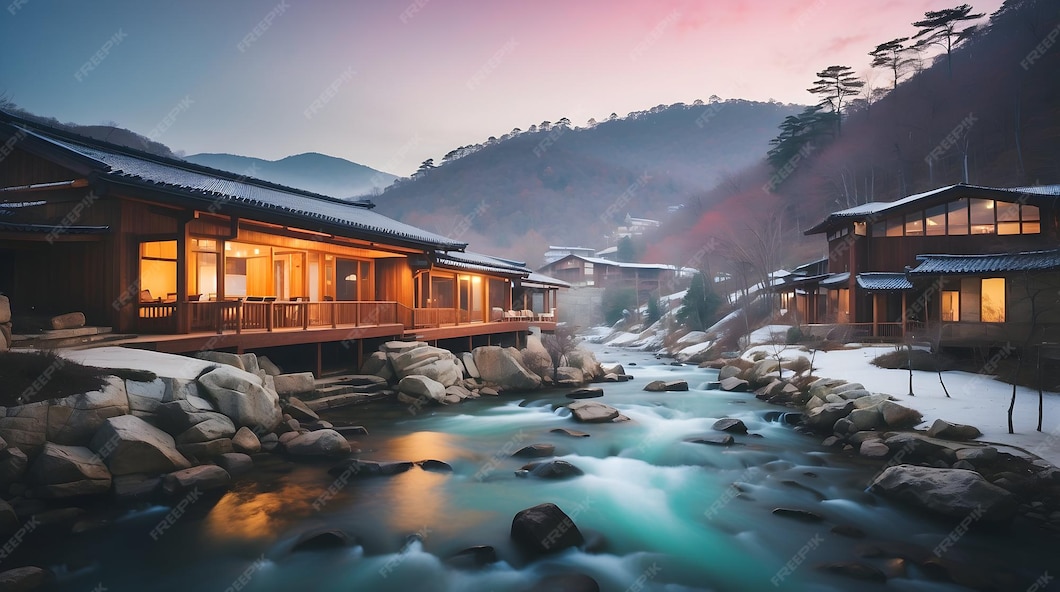 Premium Photo Onsen spa in each famous location of Japan and Korea wallpaper Hot spring travel