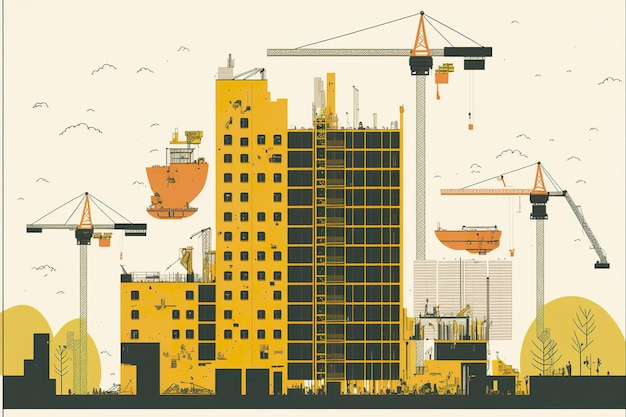 Onstruction drawing flat illustration