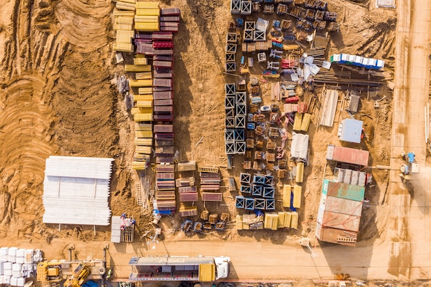 onstruction site, high angle view