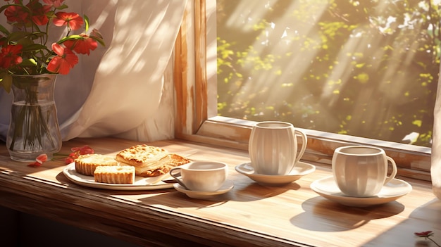 Ontbijt bij het raam