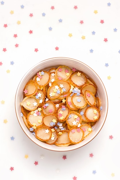 Ontbijt kleine pannenkoek ontbijtgranen voor kinderen