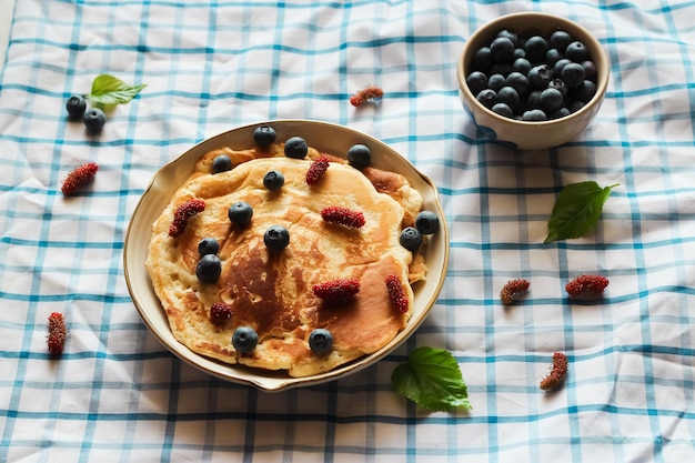 Ontbijtpannenkoekjes met bosbessen