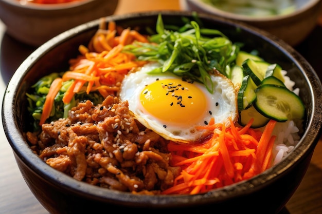 Ontdek de onweerstaanbare allure van een close-up Bibimbap-opname