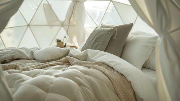 Foto ontdek een heel nieuw niveau van comfort en rust in onze slaapkoepel ontworpen om de rust te optimaliseren