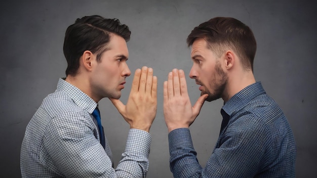 Ontevreden mannen bespreken mislukking twee collega's hebben onenigheid en conflict zakenlieden geconfronteerd met