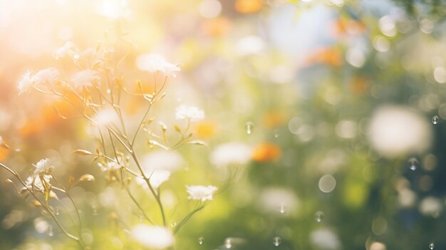 Ontfocuste bokeh achtergrond van tuinbomen op een zonnige dag met zonlicht