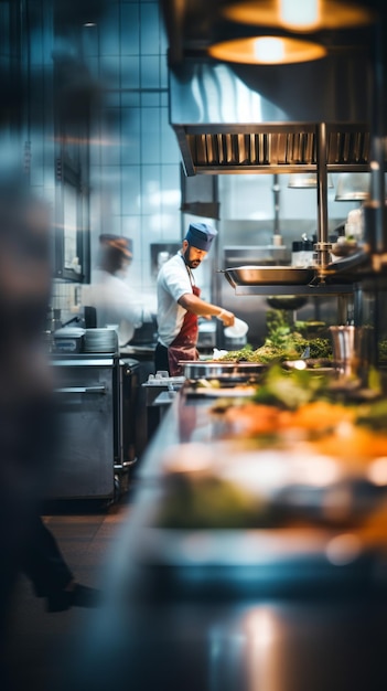 Ontfocuste keuken van een restaurant