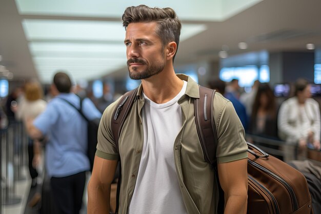 OntheGo Lifestyle Man with Travel Bag in Airport