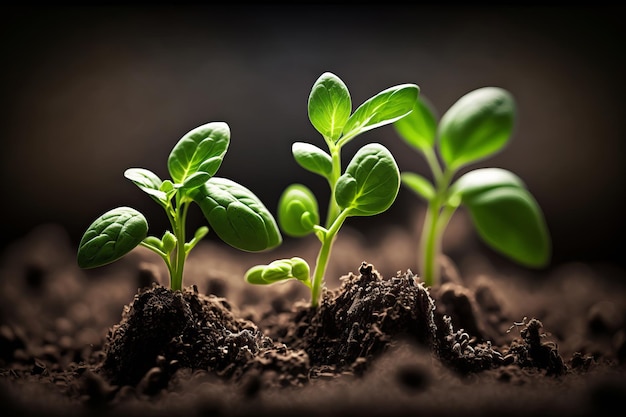 Foto ontkiemde zaden van de grondplanten generatieve ai