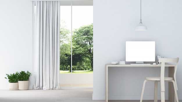 Foto ontspannen ruimte interieur minimale en wanddecoratie leeg in appartement-