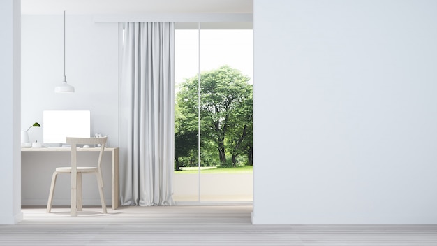 Ontspannen ruimte interieur minimale en wanddecoratie leeg in appartement-