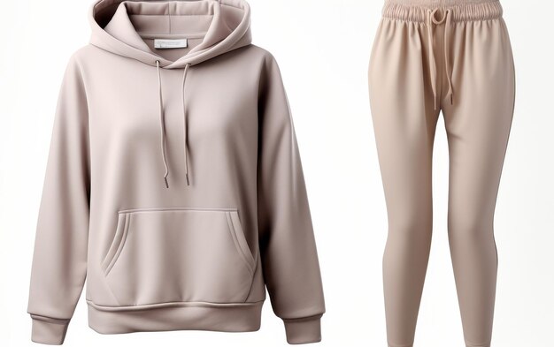 Ontspannen stijl Oversized Hoodie met gezellige leggings op witte achtergrond