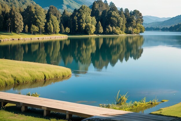 ontspannende plek Nationale 5A schilderachtige plek Groene berg Schoon Groen zoetwatermeer natuurlijk landschap