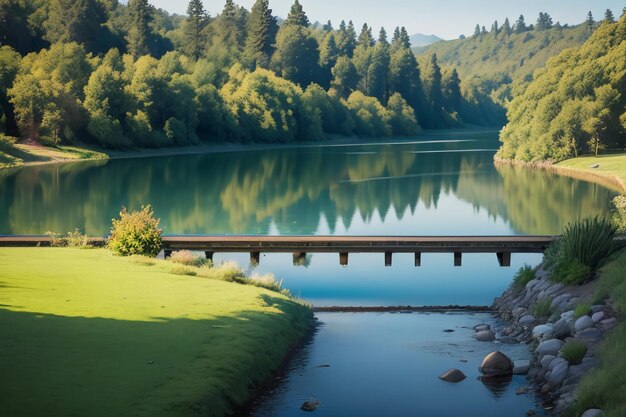 ontspannende plek Nationale 5A schilderachtige plek Groene berg Schoon Groen zoetwatermeer natuurlijk landschap