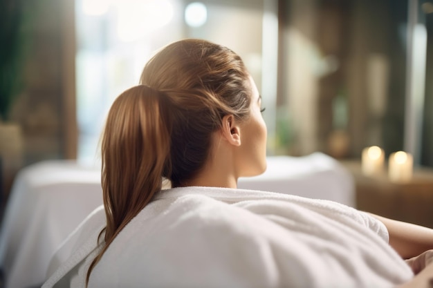 Ontspanning in voortgang Boeiend achtergrondbeeld van een vrouw op een massagetafel