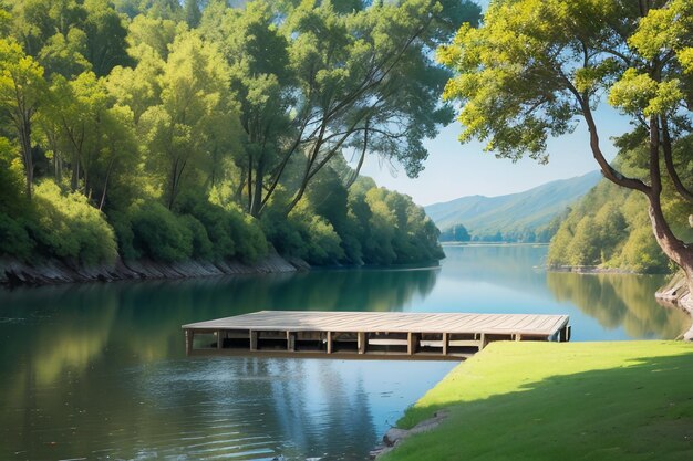 ontspanningsplek Nationale 5A schilderachtige plek Groene berg Schoon Groen zoetwatermeer natuurlijk landschap