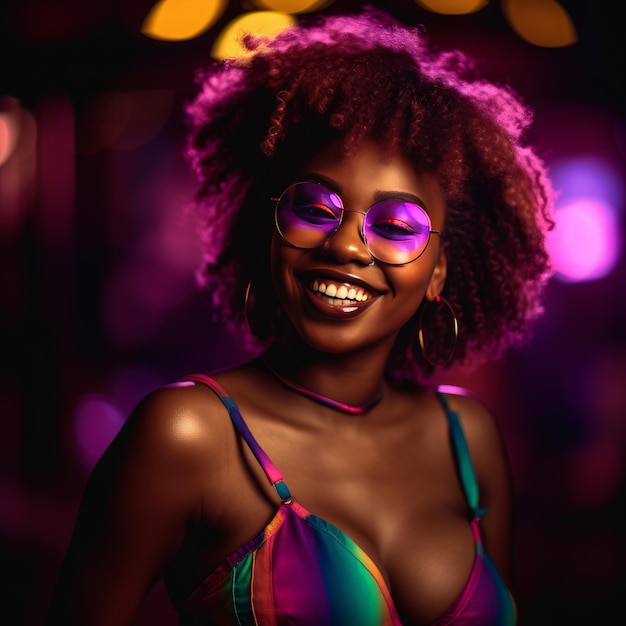 Ontsproten van mooie Flirterige zwarte meisjesgeneratieve AI