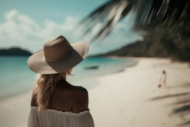 Ontsproten van vrouw op een tropisch strand