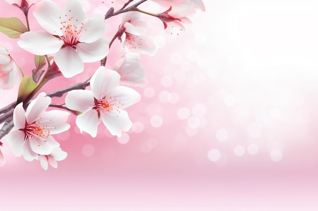 Ontwerp banner lente mooie roze en witte bloem