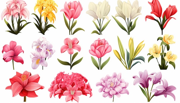 Ontwerp bloemen clipart met een aquarel effect Dit kan een zachte en artistieke touch toevoegen waardoor het geschikt is voor verschillende creatieve projecten 1