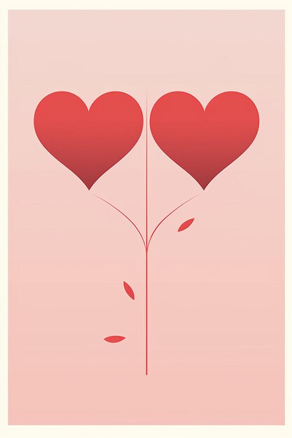 Foto ontwerp een 520 valentijnsdag poster met een minimalistisch silhouet van twee met elkaar verweven harten