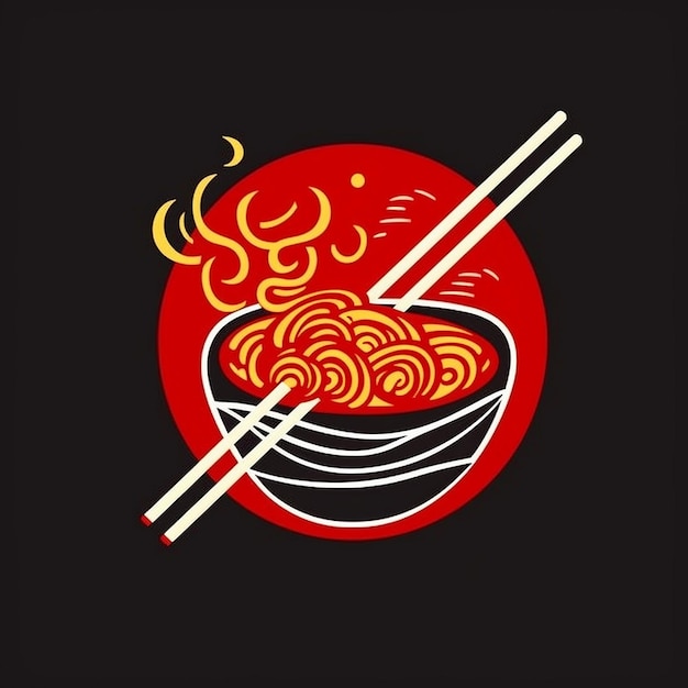 Ontwerp een grafisch ramen-logo van voedsel waarin drie elementen zijn verwerkt die de Chinese cultuur vertegenwoordigen