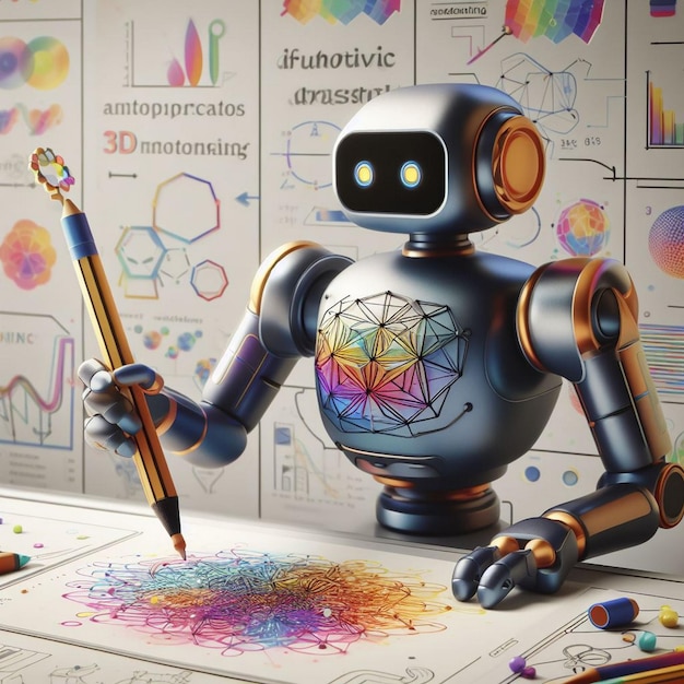 Foto ontwerp een innovatieve 3d-coloring robot digitale ontwerpen in levendige driedimensionale ai gegenereerd