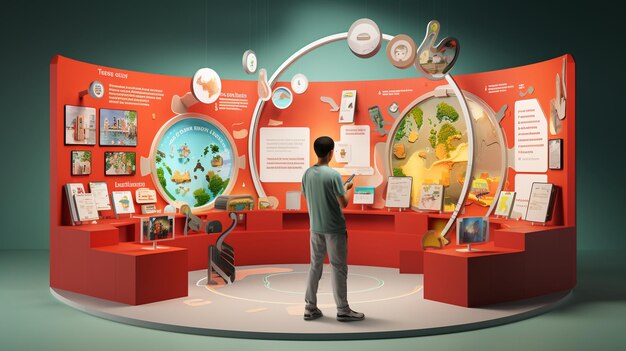 Ontwerp een interactieve 3D educatieve tentoonstelling die informatie en betrokkenheid combineert om een imme te creëren