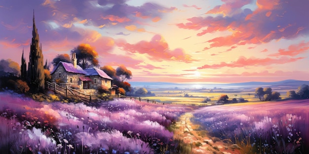 Ontwerp een opvallende afbeelding van de pittoreske lavendelvelden van de Provence