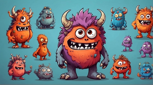 Ontwerp sjabloon voor cartoon monster doodle