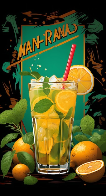 Ontwerp van Aam Panna Drink Poster met rauwe mango's en muntblaadjes Cool India Festival Poster Menu