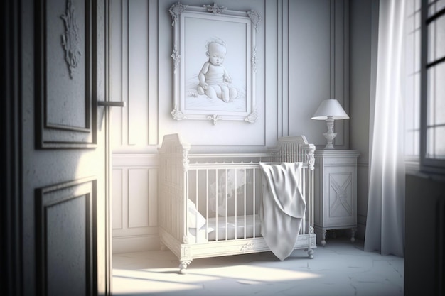 Ontwerp van een babykamer Gemaakt met generatieve AI-technologie