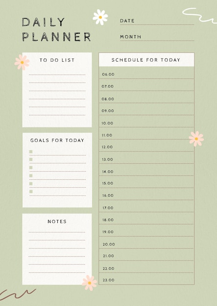 Ontwerp van een sjabloon voor de dagelijkse planner