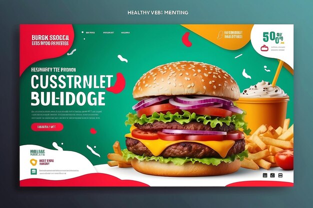 Foto ontwerp van een sjabloon voor een webbanner voor de promotie van fastfoodbedrijven