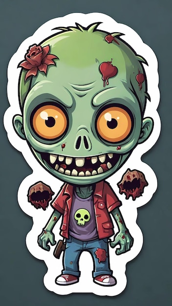 Foto ontwerp van een sticker met een zombie-illustratie