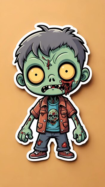 Foto ontwerp van een sticker met een zombie-illustratie