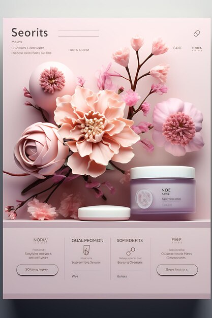 Ontwerp van gezichtsvochtmiddel pot met een zachte roze doos Delicate kleur P Web poster Flyer menu Art