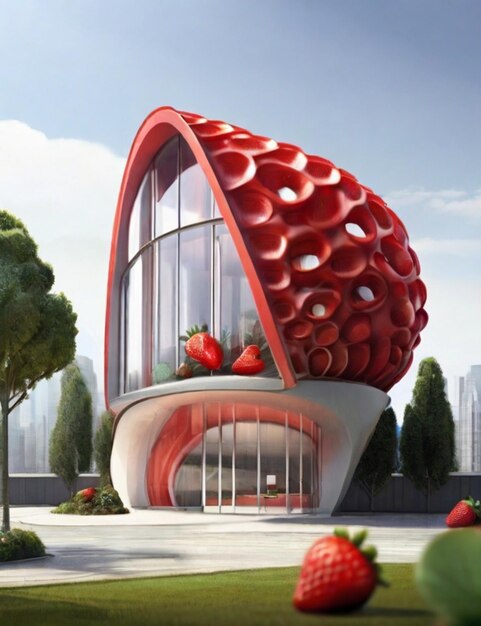 Foto ontwerp van het aardbeienhuis