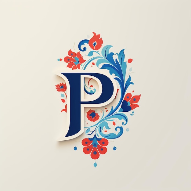 Foto ontwerp van het logo met de letter p met decoratie