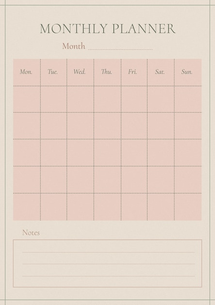 Ontwerp van het sjabloon voor de maandelijkse planner