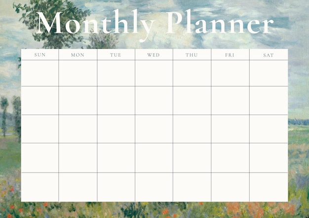 Ontwerp van het sjabloon voor de maandelijkse schemaplanner