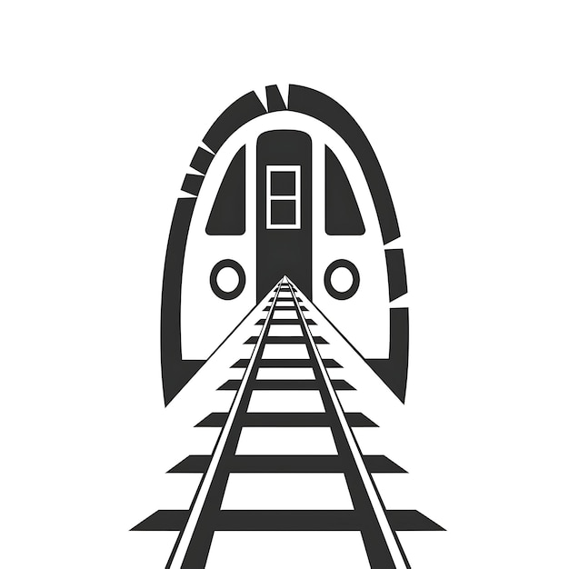 Ontwerp van het treinlogo met langwerpige vorm versierd met sporen en Wi Creative Simple Minimal Art