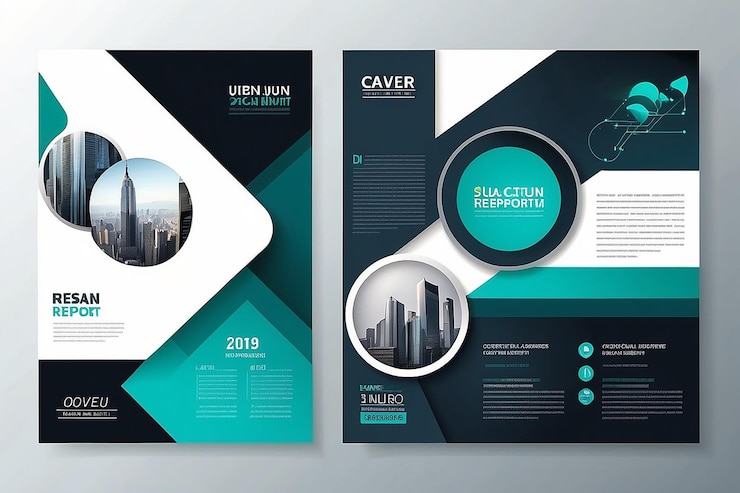 Foto ontwerp van jaarverslagen omslag vector sjabloon brochures tijdschrift a4 grootte flyers presentaties pamflet