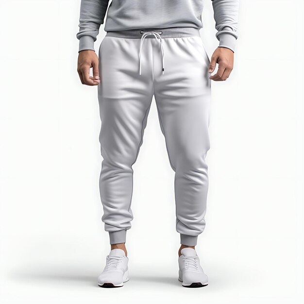 Ontwerp van joggers gemaakt van fleece stof met een vernauwd been en Dr geïsoleerd op wit BG blank