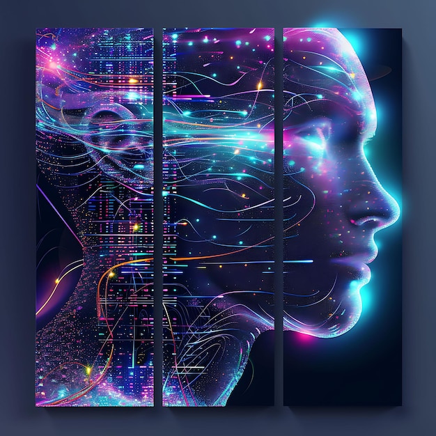 Ontwerp van kunstmatige intelligentie Conferentie Poster Cyberpunk Holograp Banner Advertenties Poster Flyer Art